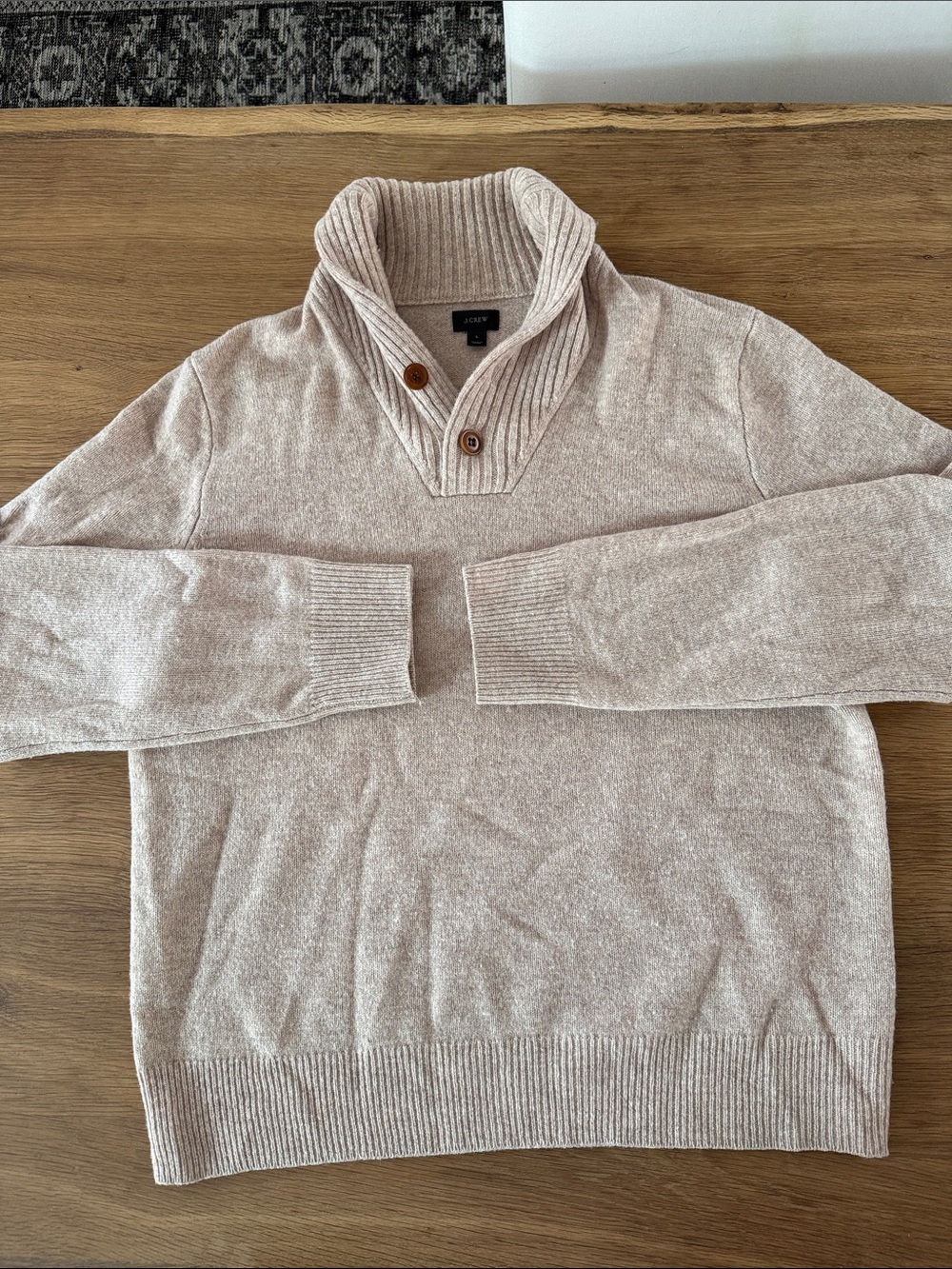 J. Crew Men’s cowell neck 2  Button Sweater - Light Tan. Size large